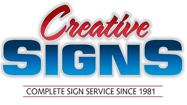 Graphic that reads 'Creative Signs, complete signs service since 1981'