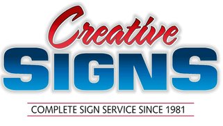 Graphic that reads 'Creative Signs, complete signs service since 1981'